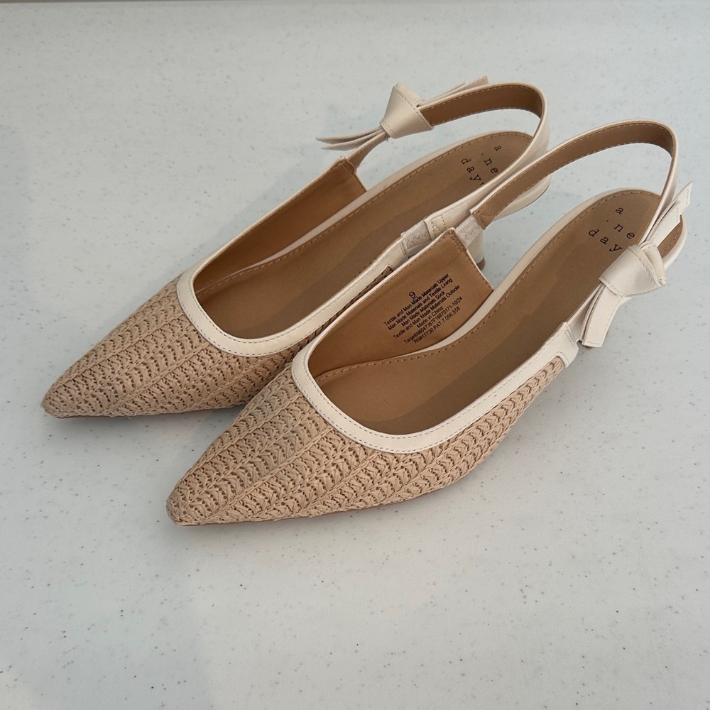 a new day Beige Pointed Espadrille Slingbacks